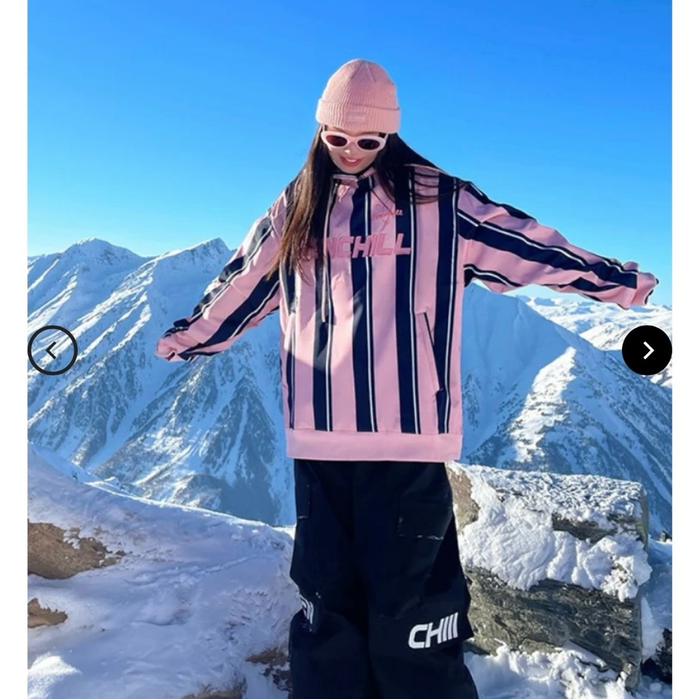 Frenchi Pink and Black Striped Puffer Jacket - Picture 8 of 11